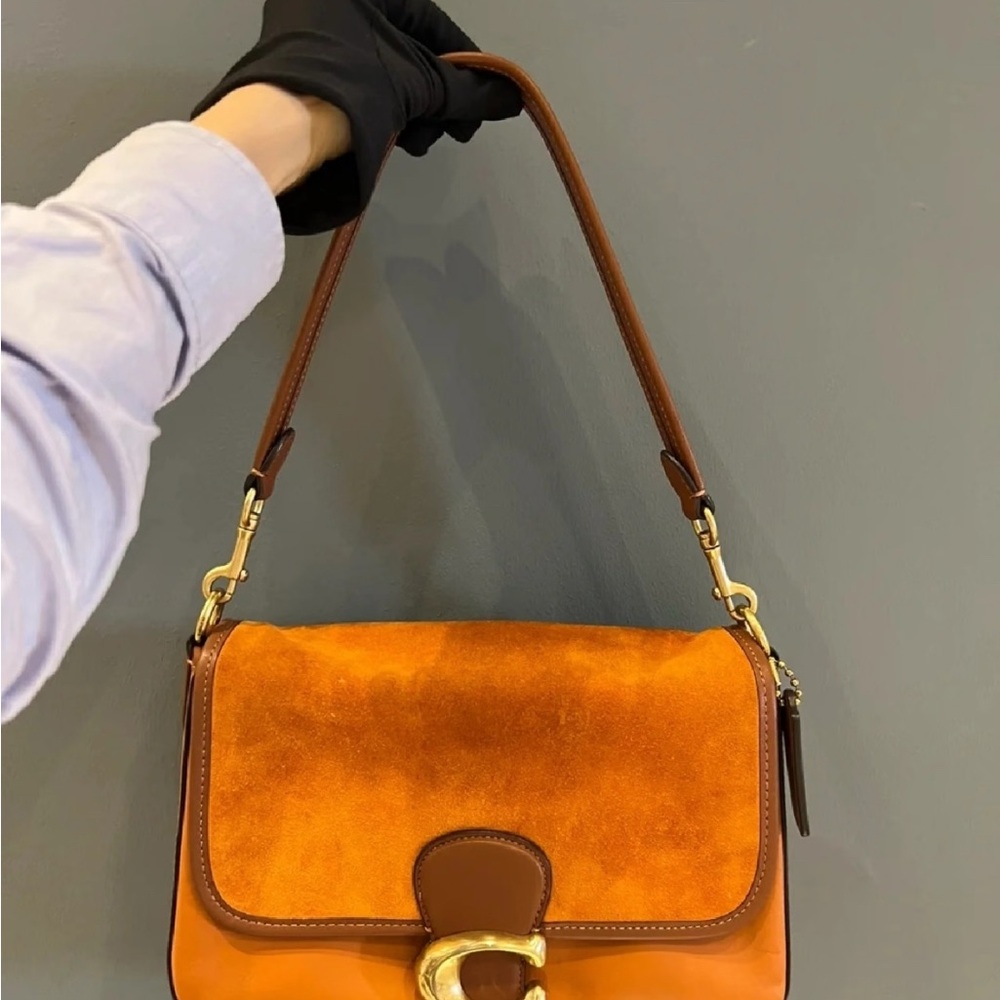 NWT Coach C5262 Smooth Leather and Suede Soft Tabby Shoulder Bag 2 Straps-Canyon - Picture 6 of 15